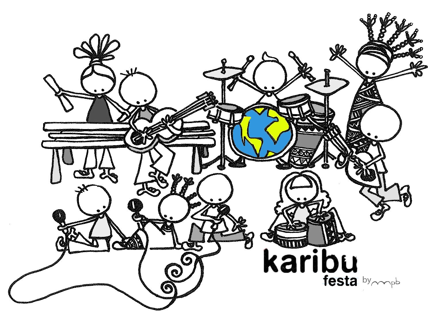 Ilustración "Karibu festa", by muxote potolo bat
