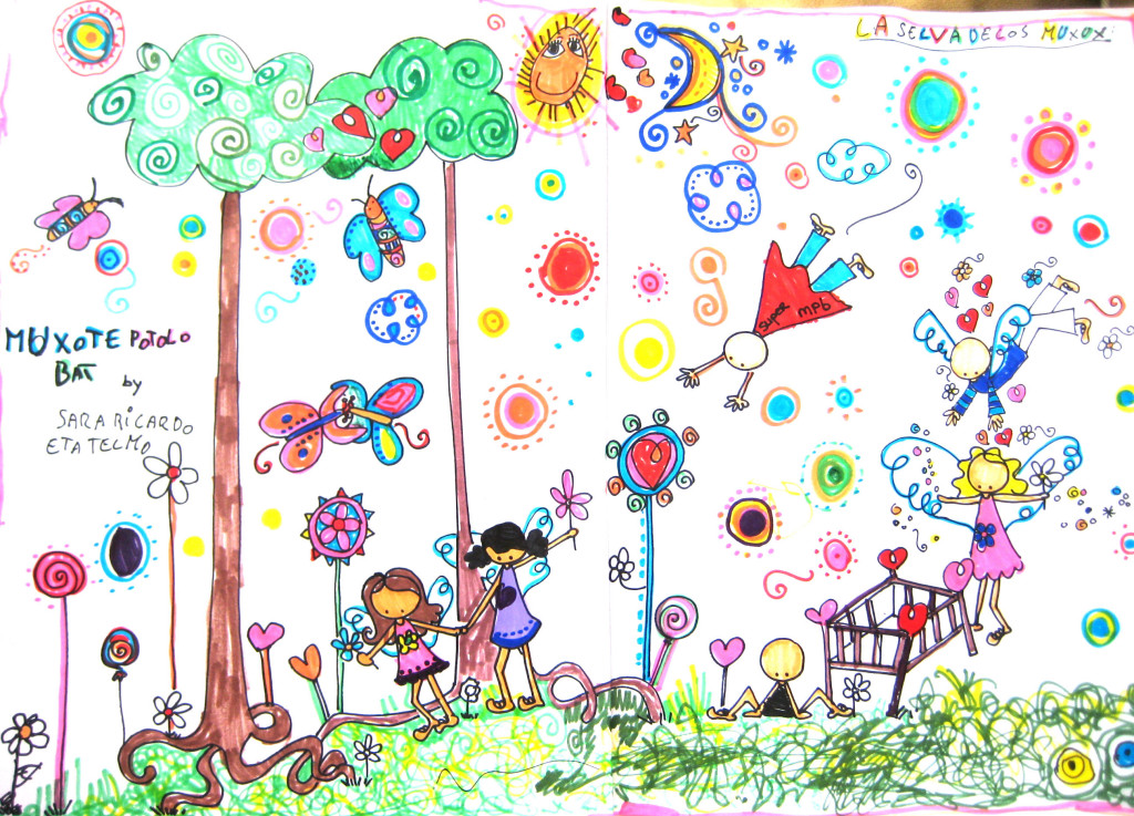 La selva de los muxus - Dibujo colectivo de Ricardo (8), Sara (6), Telmo (2) y la izeba (...)